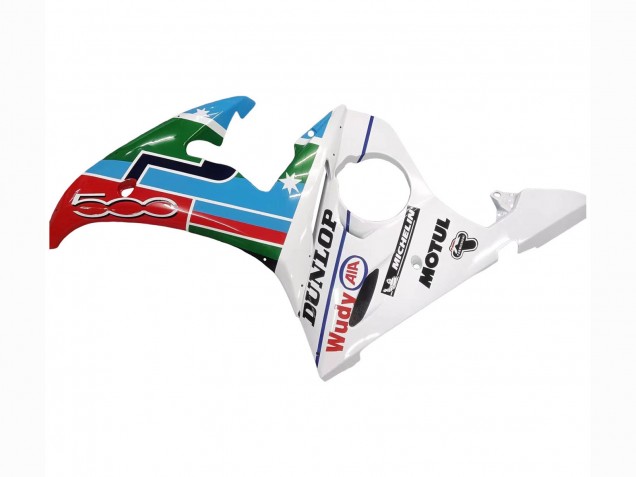 Carena Moto Yamaha YZF R6S 2006-2009 - Bianco Blu Verde Rosso Kastinee Dunlop Motul