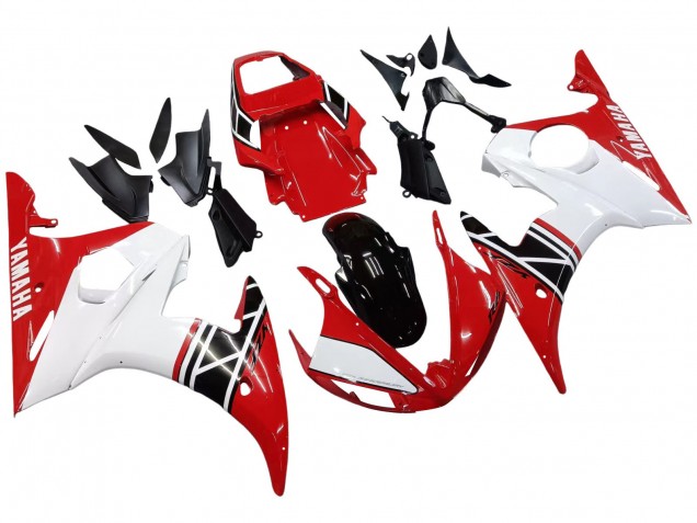 Carena Moto Yamaha YZF R6S 2006-2009 - Bianco Rosso Nero Lucido