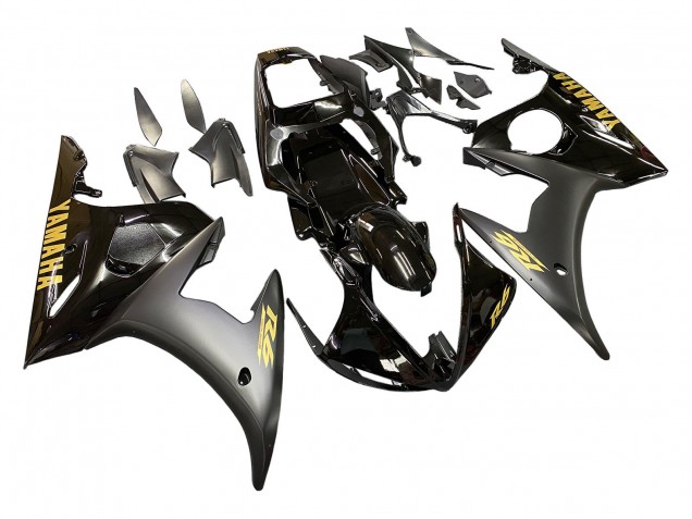 Carena Moto Yamaha YZF R6S 2006-2009 - Nero Lucido Nero Opaco Oro Decals