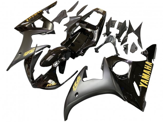 Carena Moto Yamaha YZF R6S 2006-2009 - Nero Lucido Nero Opaco Oro Decals