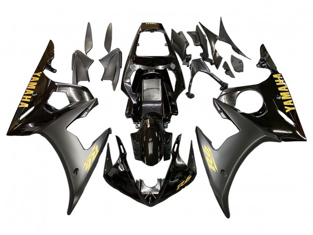 Carena Moto Yamaha YZF R6S 2006-2009 - Nero Lucido Nero Opaco Oro Decals