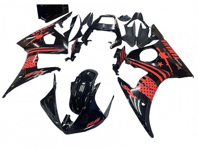 Carena Moto Yamaha YZF R6S 2006-2009 - Nero Lucido Rosso