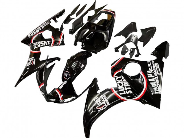 Carena Moto Yamaha YZF R6S 2006-2009 - Nero Lucido Rosso Bianco Lucky Strike Motul