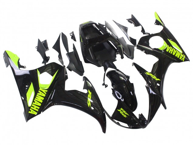 Carena Moto Yamaha YZF R6S 2006-2009 - Nero Lucido Neon Giallo