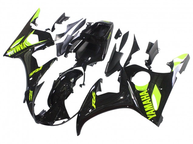 Carena Moto Yamaha YZF R6S 2006-2009 - Nero Lucido Neon Giallo