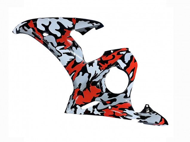 Carena Moto Yamaha YZF R6S 2006-2009 - Nero Rosso Grigio Camouflage