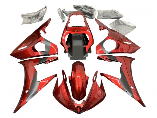 Carena Moto Yamaha YZF R6S 2006-2009 - Rosso Nero Opaco