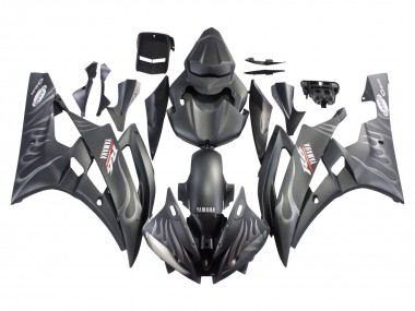 Carena Moto Yamaha YZF 600 R6 2006-2007 - Nero Opaco Argento Fiamma