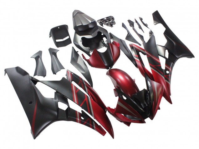 Carena Moto Yamaha YZF 600 R6 2006-2007 - Rosso Nero Opaco