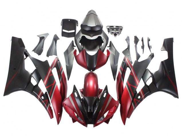 Carena Moto Yamaha YZF 600 R6 2006-2007 - Rosso Nero Opaco