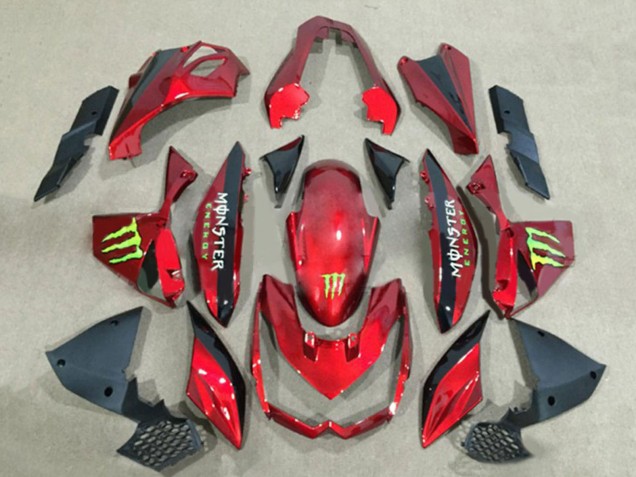Carena Moto Kawasaki Z1000 2010-2013 - Rosso Nero Lucido Verde Mostro