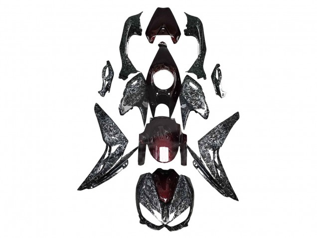 Carena Moto Kawasaki Z1000 2014-2019 - Nero Rosso Forgiato Fibra di Carbonio