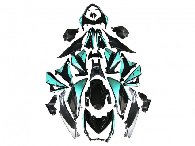 Carena Moto Kawasaki Z1000 2014-2019 - Azzurro Chiaro Nero Lucido Argento