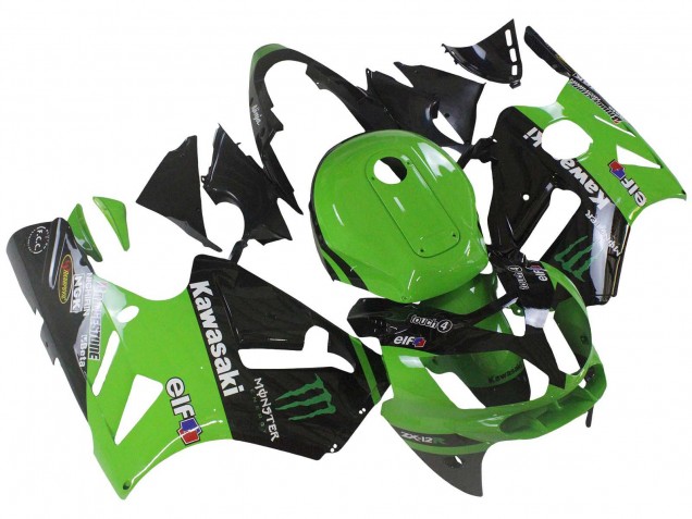 Carena Moto Kawasaki ZX12R 2002-2006 - Verde Nero Lucido Elf Touch4 Mostro