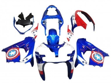 Carena Moto Kawasaki ZX9R 2002-2003 - Blu Bianco Rosso Captain America Star
