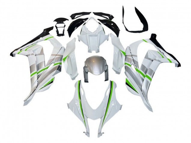 Carena Moto Kawasaki ZX10R 2016-2020 - Bianco Argento Verde Banda