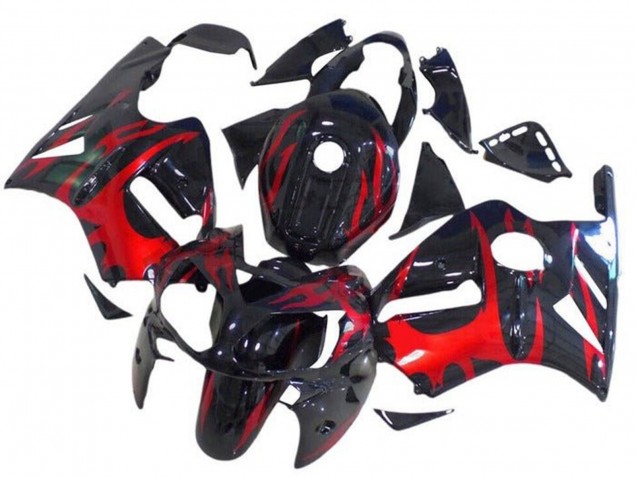 Carena Moto Kawasaki ZX12R 2002-2006 - Nero Lucido Rosso Tribal