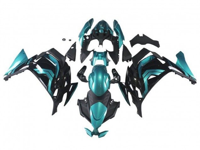Carena Moto Kawasaki Ninja 650 EX650 2020-2024 - Blu Verde Acqua Nero