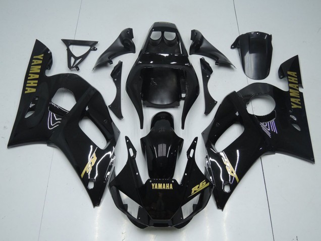 Carene Moto Yamaha YZF R6 1998-2002 - Nero Lucido Oro Decals