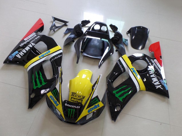 Carene Moto Yamaha YZF R6 1998-2002 - Nero Lucido Giallo Rosso Verde Motul Mostro