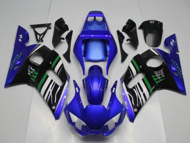 Carene Moto Yamaha YZF R6 1998-2002 - Blu Bianco Verde Nero Mostro