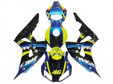 Carena Moto Honda CBR1000RR 2006-2007 - Blu Giallo Nero Lucido Squalo 46