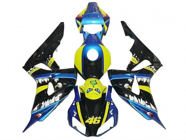 Carena Moto Honda CBR1000RR 2006-2007 - Blu Giallo Nero Lucido Squalo 46