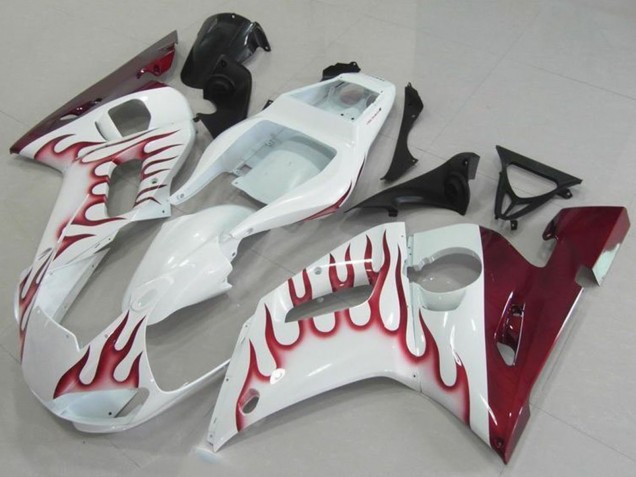 Carene Moto Yamaha YZF R6 1998-2002 - Bianco Rosso Fiamma