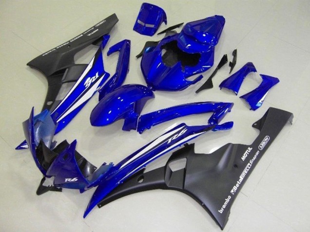 Carene Moto Yamaha YZF R6 2006-2007 - Blu Bianco Nero Opaco Motul