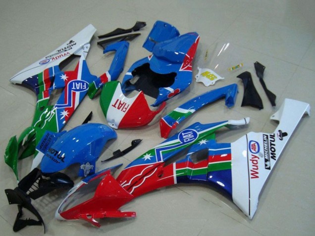Carene Moto Yamaha YZF R6 2006-2007 - Bianco Blu Rosso Verde Fiat Motul