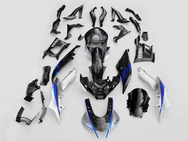 Carena Moto Yamaha YZF R3/R25 2019-2021 - Bianco Blu Nero Forgiato Fibra di Carbonio Stile