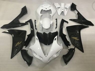 Carena Moto Yamaha YZF 1000 R1 2007-2008 - Bianco Falso Fibra di Carbonio Oro Decal