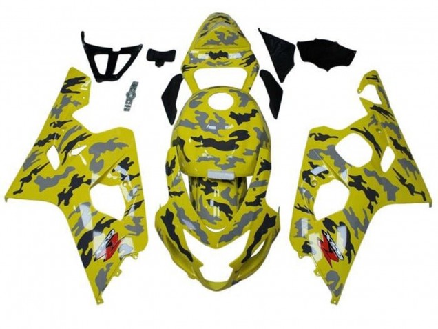Carena Moto Suzuki GSXR 600 / GSXR 750 2004-2005 - Giallo Nero Grigio Camouflage
