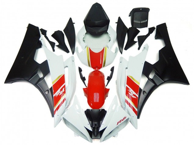 Carena Moto Yamaha YZF R6 2006-2007 - Bianco Rosso Oro Nero Opaco
