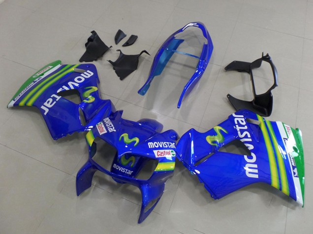 Carene Moto Honda VFR 800 1998-2001 - Blu Verde Bianco MoviStar