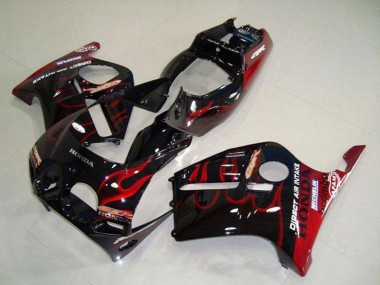 Carene Moto Honda CBR250RR MC19 1988-1989 - Nero Lucido Rosso Fiamma