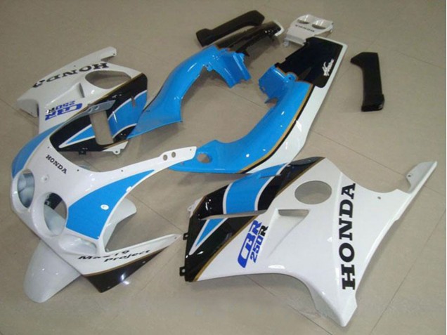 Carena Moto Honda CBR250RR MC19 1988-1989 - Bianco Azzurro Chiaro Nero Lucido