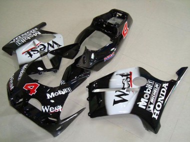 Carene Moto Honda CBR250RR MC19 1988-1989 - Nero Lucido Bianco West Mobil HRC 4
