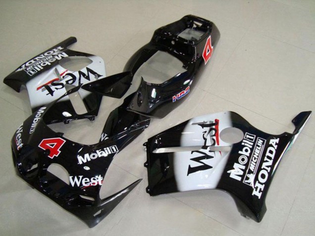 Carene Moto Honda CBR250RR MC19 1988-1989 - Nero Lucido Bianco West Mobil HRC 4