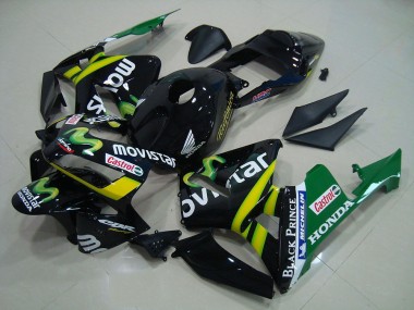 Carene Moto Honda CBR600RR 2003-2004 - Nero Lucido Giallo Verde MoviStar