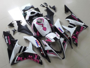 Carene Moto Honda CBR600RR 2007-2008 - Bianco Rosa Nero Opaco HRC Playboy Durex