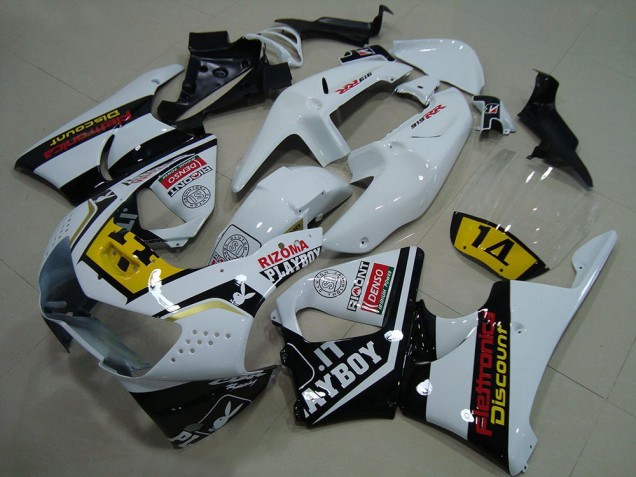 Carene Moto Honda CBR900RR 919 1998-1999 - Bianco Giallo Nero Lucido Playboy 14