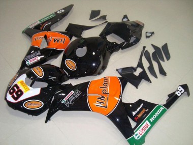 Carene Moto Honda CBR1000RR 2006-2007 - Nero Lucido Arancia Verde Hm Plant Corsa 69