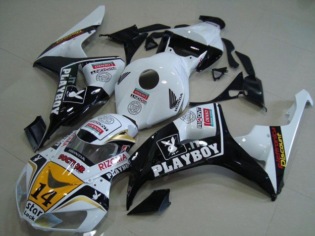 Carene Moto Honda CBR1000RR 2006-2007 - Bianco Giallo Nero Lucido Denso Playboy 14