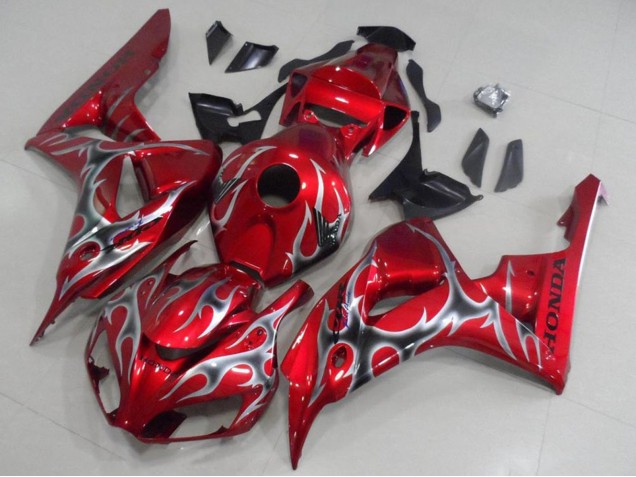 Carene Moto Honda CBR1000RR 2006-2007 - Rosso Nero Argento Fiamma
