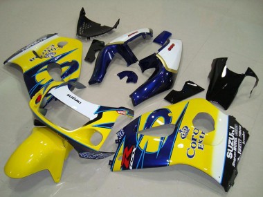 Carene Moto Suzuki GSXR 600 1996-2000 - Bianco Giallo Blu Corona