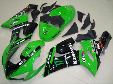 Carene Moto Kawasaki ZX6R 2005-2006 - Verde Nero Lucido Elf Mostro