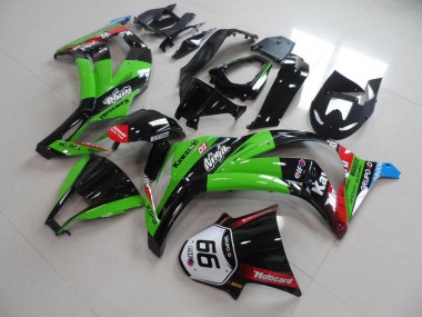 Carene Moto Kawasaki ZX10R 2011-2015 - Verde Rosso Nero Lucido KIPS Motocard Elf 66