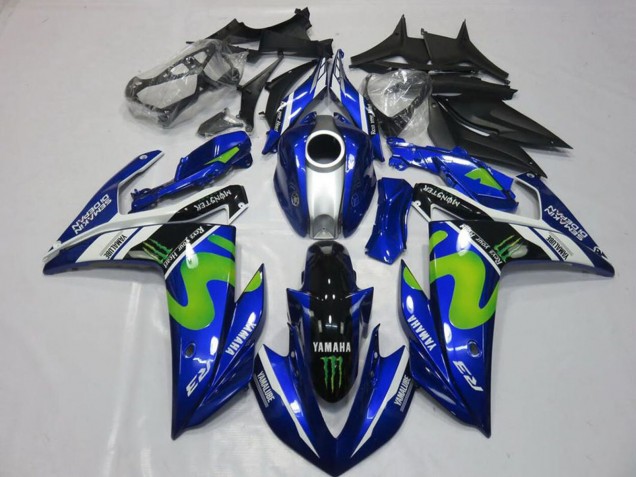 Carene Moto Yamaha YZF R3 2015-2018 - Blu Bianco Nero Verde MoviStar Mostro