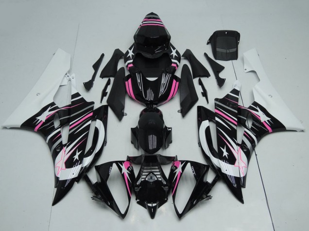 Carene Moto Yamaha YZF R6 2006-2007 - Bianco Nero Lucido Rosa Stella Fiamma